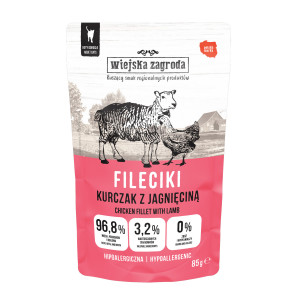 WIEJSKA ZAGRODA Kuřecí Filety s Jehněčím – mokré krmivo pro kočky – 85g