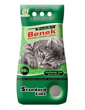 SUPER BENEK STANDARD Kočičí stelivo Bentonitová drť Zelený les 10 l