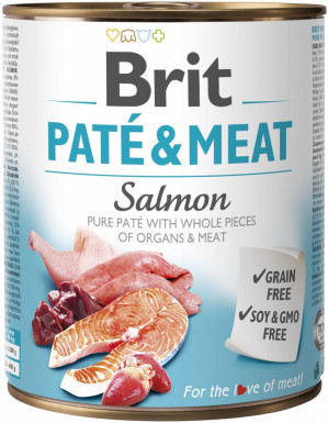 BRIT Paté & Meat s lososem - mokré krmivo pro psy - 800g