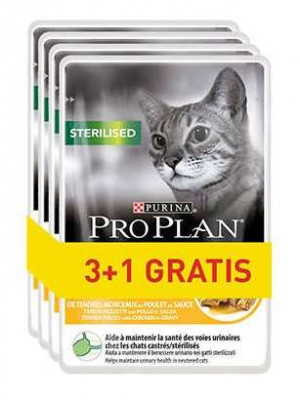 PURINA Pro Plan Sterilised Chicken - mokré krmivo pro kočky - 85g 3+1 