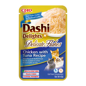 INABA CAT Dashi Delights Jemné vločky Kuřecí s tuňákem - pochoutka pro kočky - 40g