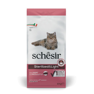 SCHESIR Adult Sterilized & Light with ham - suché krmivo pro kočky - 10kg