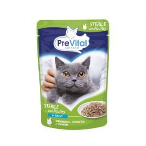 PREVITAL Cat Food Sterile Drůbež v omáčce - mokré krmivo pro kočky - kapsička 100 g