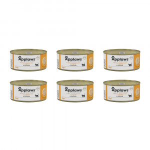 APPLAWS Chicken breast and cheese in broth - mokré krmivo pro kočky - 6x156g