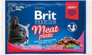 BRIT Premium Cat Meat Plate - mokré krmivo pro kočky - 4x100g 