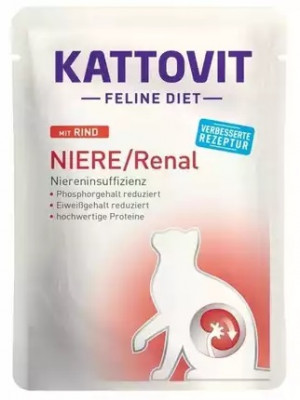 KATTOVIT Feline Diet Niere/Renal Beef - mokré krmivo pro kočky - 85g