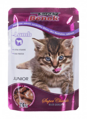 SUPER BENEK Junior Lamb in sauce - vlhké krmivo pro kočky - 100 g 