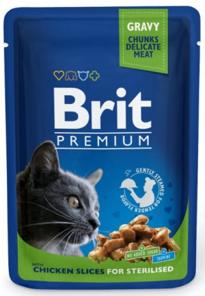 BRIT Premium Cat Chicken Sterilised - mokré krmivo pro kočky - 100g 