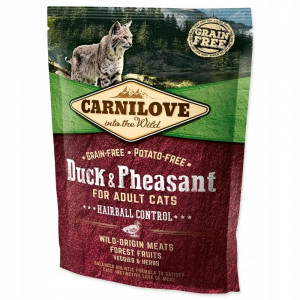 CARNILOVE Cat Hairball Control Kachna a Bažant - suché krmivo pro kočky - 400 g