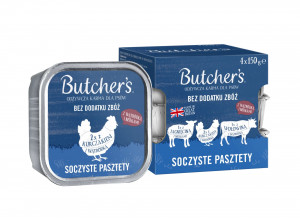 BUTCHER'S Original Mix Juicy pates - mokré krmivo pro psy - 4 x 150g