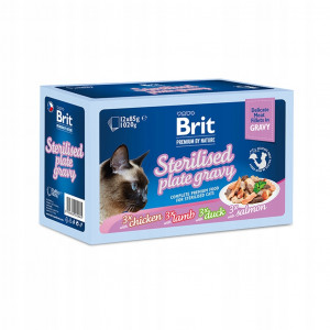 BRIT Premium by Nature Sterilised Plate kapsičky v omáčce mix příchutí - mokré krmivo pro kočky - 12x85g