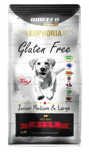 BIOFEED Euphoria Gluten Free Junior medium & large Beef - suché krmivo pro psy - 12kg