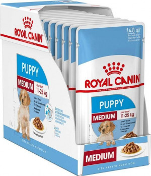 ROYAL CANIN SHN Medium Puppy in sauce - mokré krmivo pro štěňata - 10x140g 