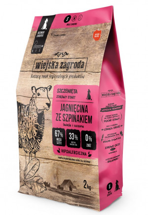 WIEJSKA ZAGRODA Lamb with spinach S puppy - suché krmivo pro psy - 2kg