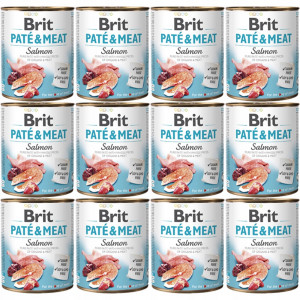 BRIT Paté & Meat Salmon - mokré krmivo pro psy - 12x800g