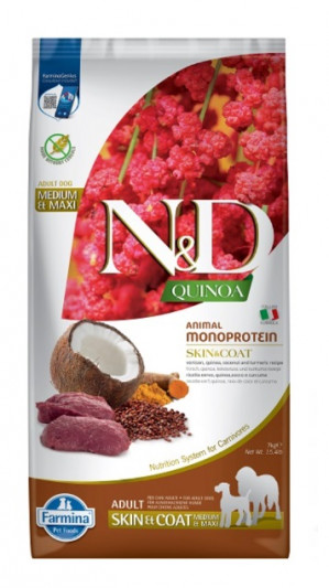 FARMINA N&D Quinoa Dog Skin&Coat Venison&Coconut Adult Medium&Maxi - suché krmivo pro psy - 7 kg