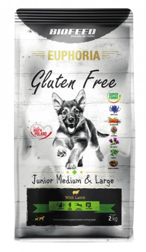 BIOFEED Euphoria Gluten Free Junior medium & large Lamb - suché krmivo pro psy - 2kg