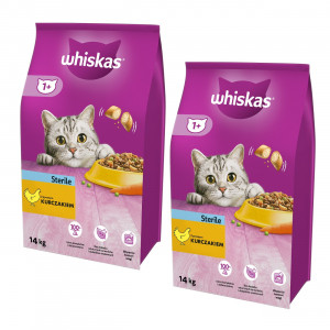 WHISKAS Sterile s kuřecím – suché krmivo pro kastrované kočky – 2×14 kg