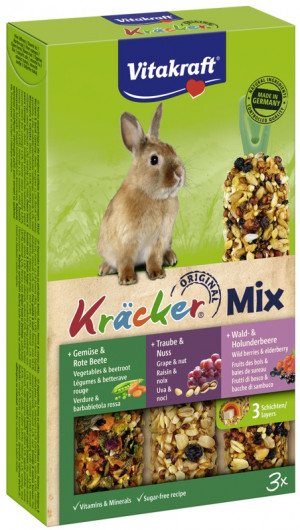VITAKRAFT KRACKER lesní ovoce/ořechy/zelenina - pamlsky pro králíky - 3 kusy