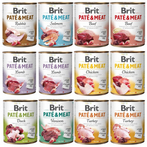 BRIT Paté & Meat Mix příchutě - mokré krmivo pro psy - 12x800g