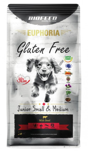 BIOFEED Euphoria Gluten Free Junior small & medium Beef - suché krmivo pro psy - 12kg