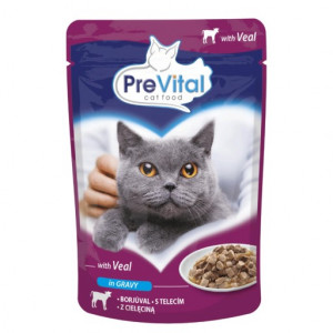 PREVITAL Veal in gravy - mokré krmivo pro kočky - 100g