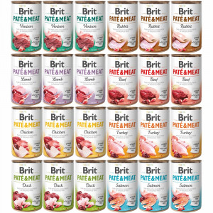 BRIT Paté & Meat Mix příchutě - vlhké krmivo pro psy - 24x800g