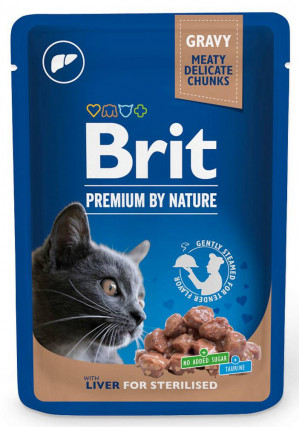 BRIT Premium Cat Liver Sterilised - mokré krmivo pro kočky - 100g 