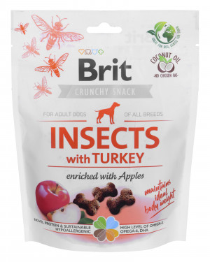 BRIT Crunchy Snack Insects with Turkey - pamlsek pro psa - 200g