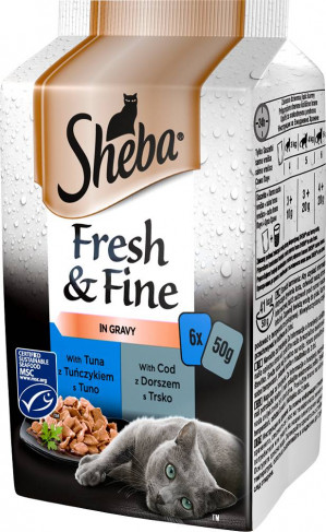 Sheba Fresh & Fine Mini rybí pokrmy v omáčce 6 x 50g