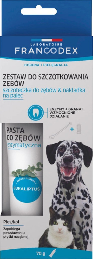 FRANCODEX Kartáč a pasta na zuby pro psa a kočku - 70 g