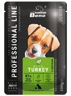 SUPER BENO Junior Turkey - mokré krmivo pro psy - 100 g