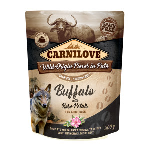 CARNILOVE Dog Pouch Wild Buffalo & Rose petals - vlhké krmivo pro psy - 300g
