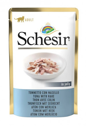 SCHESIR in jelly Tuna with hake - mokré krmivo pro kočky - 85 g