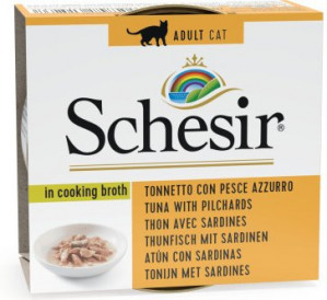 SCHESIR in cooking broth Tuna with sardines - mokré krmivo pro kočky - 70 g