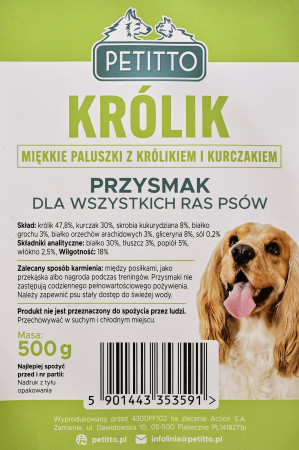 PETITTO Soft rabbit fingers - pamlsek pro psa - 500g 
