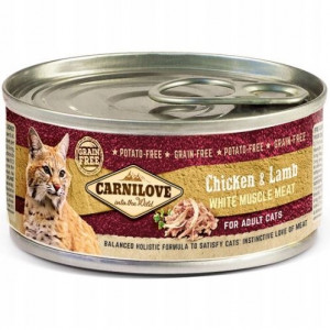 CARNILOVE Cat Kuře & Jehněčí Bílé Svalové Maso – mokré krmivo pro kočky – 100 g