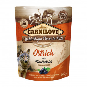 CARNILOVE Dog Pouch Ostrich & blackberries - vlhké krmivo pro psy - 400g