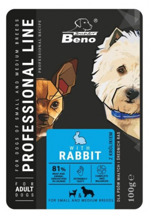 SUPER BENO Adult Small and medium Rabbit - Mokré krmivo pro psy - 100 g