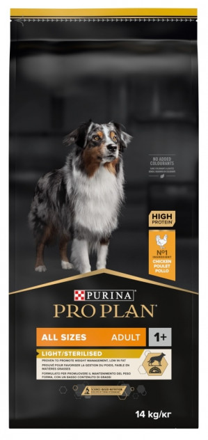 PURINA Pro Plan Light Sterilised All Sizes Adult - suché krmivo pro psy - 14kg