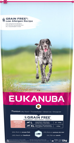 EUKANUBA Grain Free Senior large/giant breed, Ocean fish - suché krmivo pro psy - 12 kg