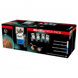 SHEBA Sauce Collection Kolekce rybích příchutí - mokré krmivo pro kočky - 40x85 g