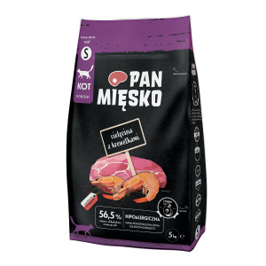 PAN MIĘSKO Telecí s Krevetami Small - suché krmivo pro kočky - 5 kg
