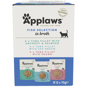 APPLAWS Fish selection multipack in broth - mokré krmivo pro kočky - 12x70g