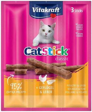 VITAKRAFT CatStick Mini with poultry and liver - pamlsek pro kočky - 3 kusů