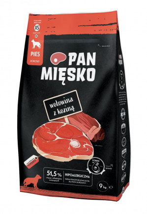 PAN MIĘSKO Beef with goat XS - suché krmivo pro psy - 9kg