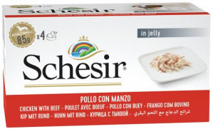 SCHESIR Chicken with beef in jelly - vlhké krmivo pro psy - 4 x 85g