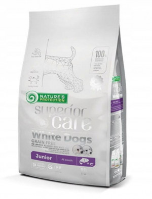 NATURE'S PROTECTION Superior Care White Dogs Junior Losos bez obilovin - suché krmivo pro štěňata - 10 kg