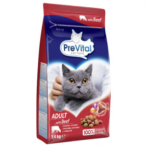 PREVITAL Cat Food Adult s hovězím - suché krmivo pro kočky - 1,4 kg