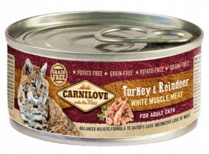 CARNILOVE Cat Krocan & Sob Bílé Svalové Maso – mokré krmivo pro kočky – 100 g